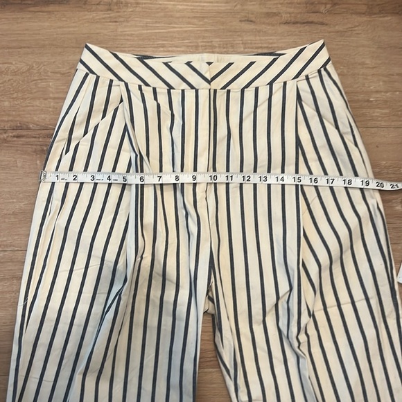 Mo Vint Women Cropped Stripe Wide Leg Pants, Blue Stripe Size - Medium NWT - Picture 11 of 12